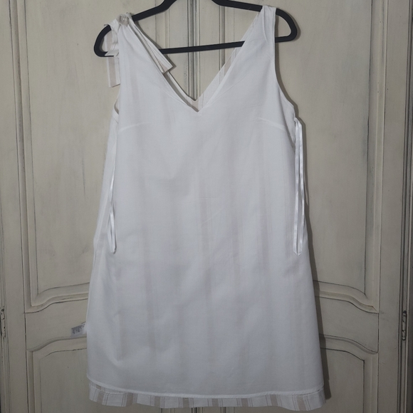 NWT Alex Marie Elena Stripe Linen Blend Neutral Sleeveless Bow Shift Dress *sz S - Picture 13 of 16